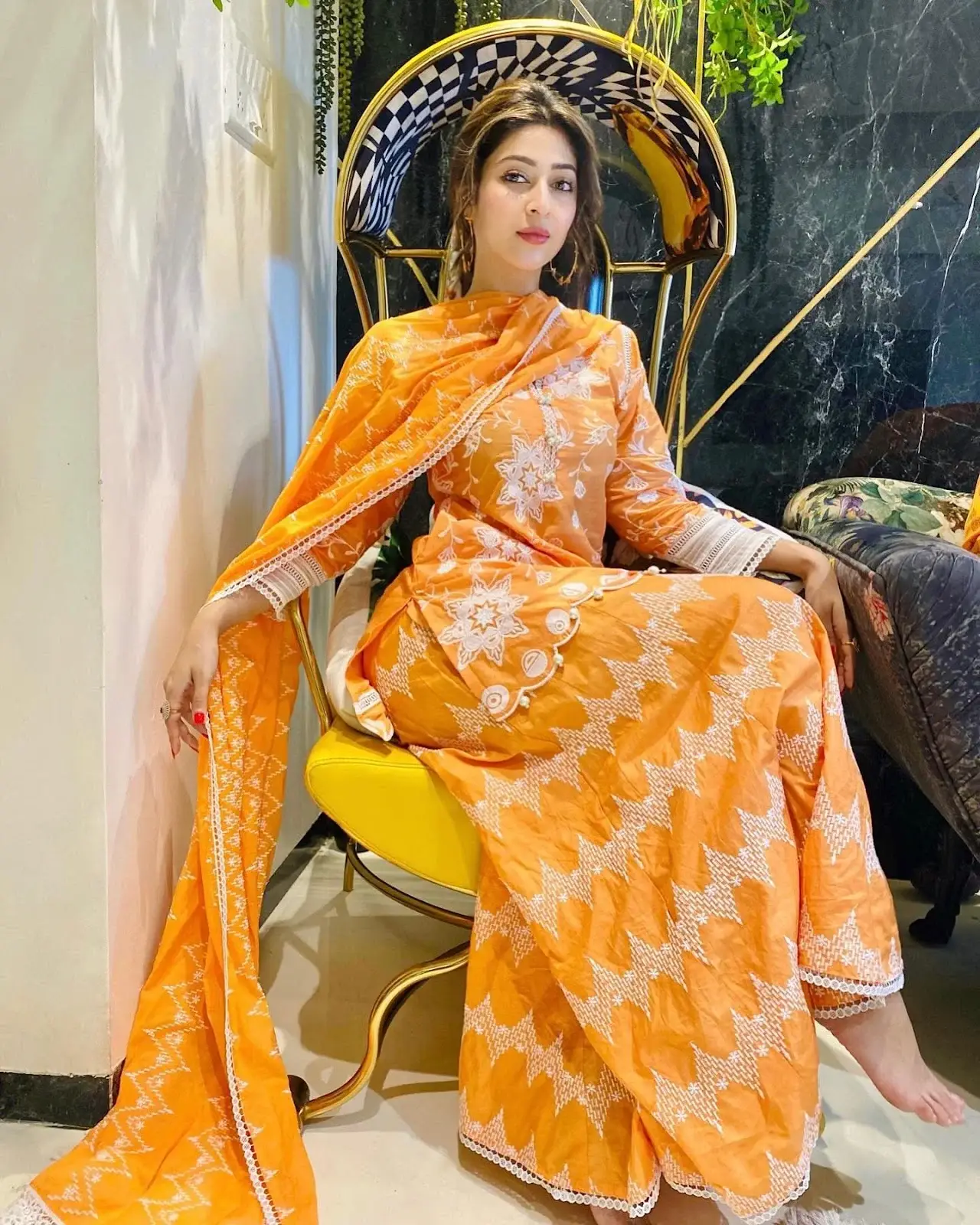 Sonarika Bhadoria in Traditional Orange Dress